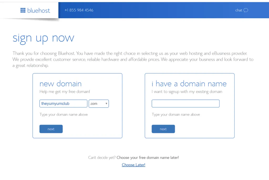 bluehost domain registration