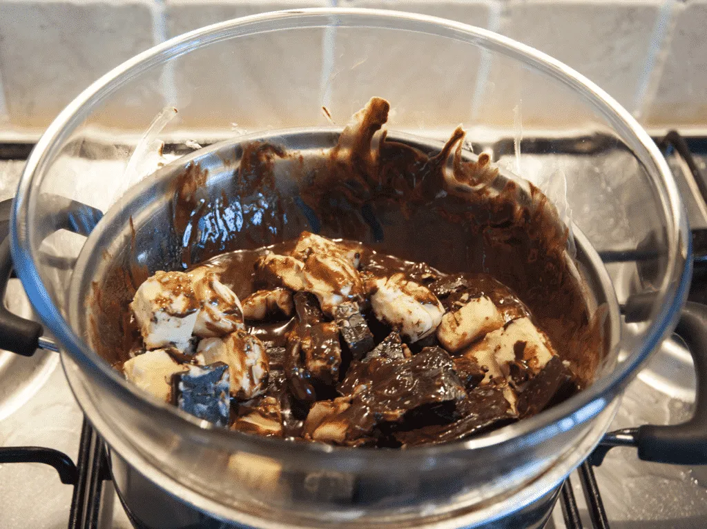 melting chocolate over a bain marie