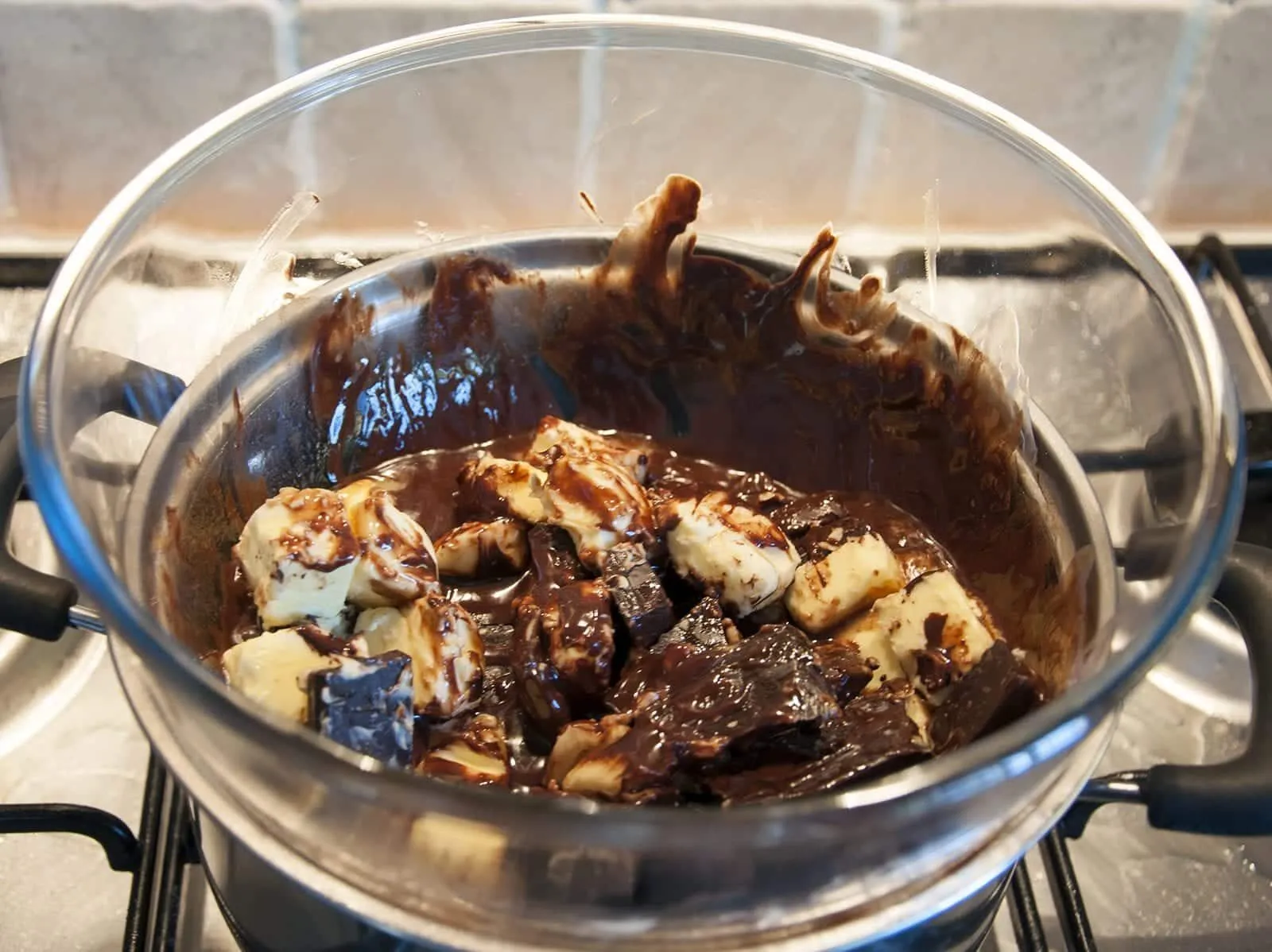 melting chocolate over a bain marie