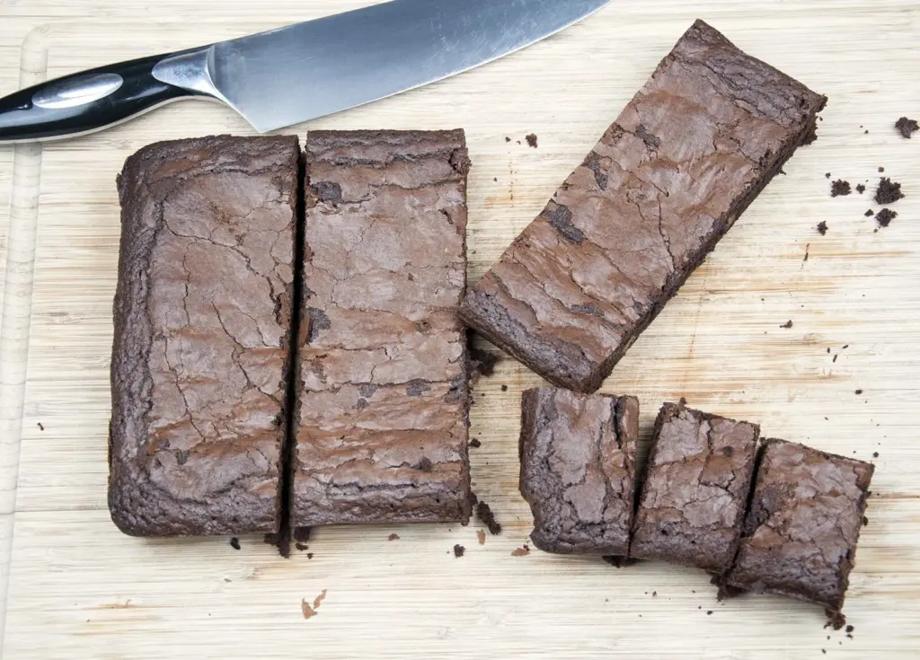 cut chocolate brownie
