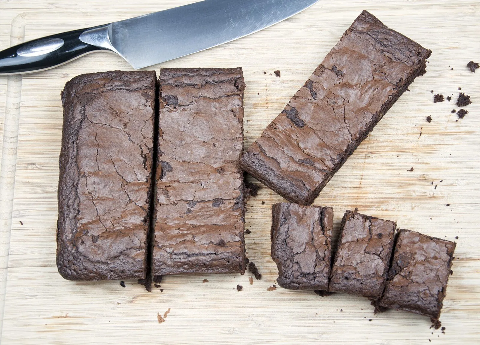cut chocolate brownie