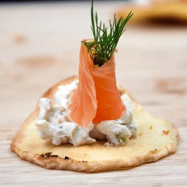 Seafood parsnip canapes. Simple to make and so tasty. Great for any event. Thanksgiving. Christmas. We ❤ making this recipe. These canapes always impress our friends. Real fresh food that you won't believe. | https://theyumyumclub.com