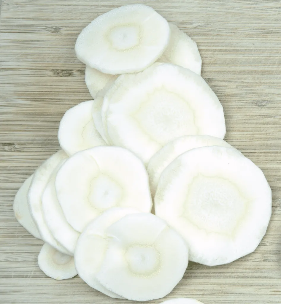 Seafood parsnip canapes. Simple to make and so tasty. Great for any event. Thanksgiving. Christmas. We ❤ making this recipe. These canapes always impress our friends. Real fresh food that you won't believe. | https://theyumyumclub.com