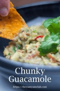 Chunky Guacamole. Such a great recipe. Vegetarian and healthy. Avocado, garlic, chilli and lemon juice. So simple! YUM!! | https:///theyumyumclub.com