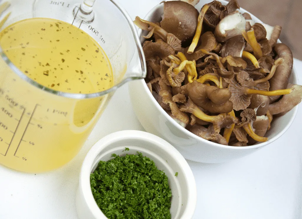 ingredients for wild mushroom risotto