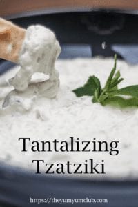 Tantalizing Tzatziki. What a wonderful recipe for this traditional Greek dip. So fresh. So healthy. Try it with carrot, celery and cucumber crudites for low fat vegetarian snack. YUM! | https://theyumyumclub.com