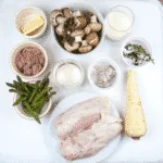 Succulent mushroom duxelle stuffed chicken breast. Pan-fried in a skillet and finished off in the oven. A wonderful, tasty and healthy chicken recipe. Yum! | theyumyumclub.com