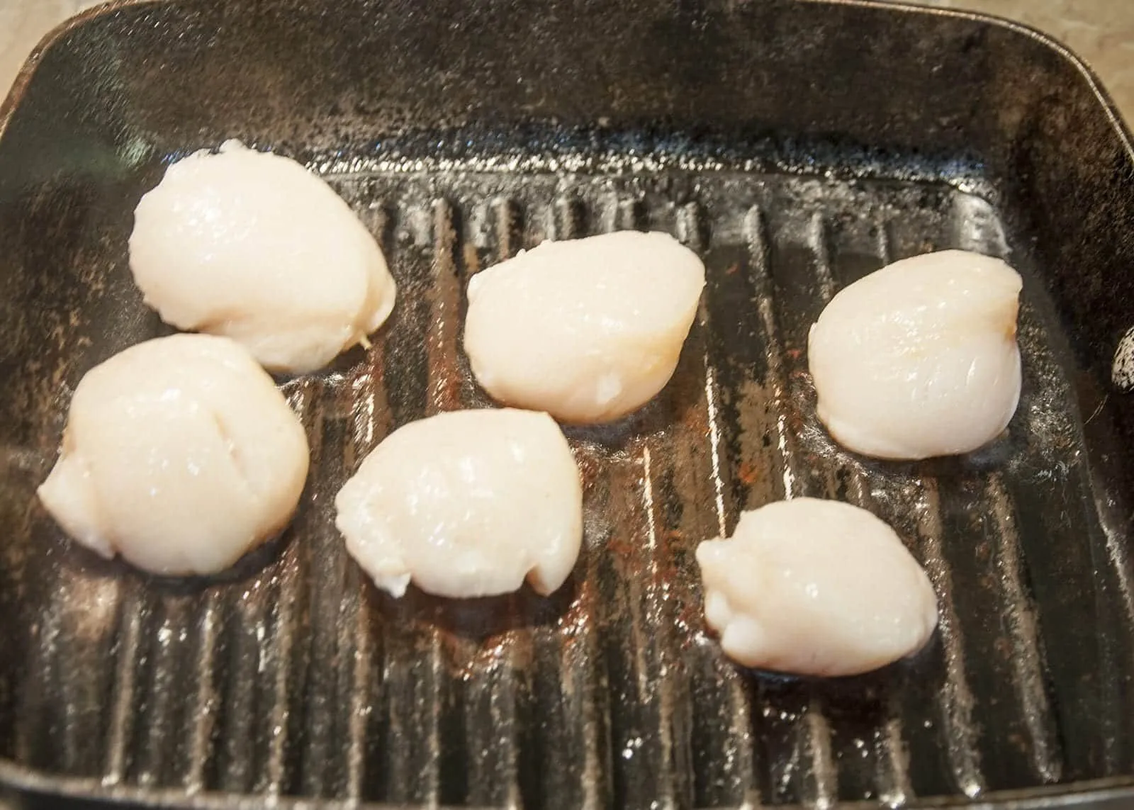Pan-fried scallops with leek risotto! What a seafood recipe. Such a tasty dish & very versatile. Use any seafood with the risotto. Look at the cod here! Yum! | theyumyumclub