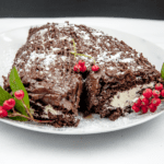 Christmas is here and it's time to start baking. How about a Yule Log? Festive chocolate bliss & the kids can help! I'll show you how with this easy recipe. | theyumyumclub.com
