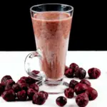 Cherry and chia seed smoothie. Made with almond milk. You can't get much healthier. Start the day the detox way. Try this and many other wonderful smoothies. | theyumyumclub.com