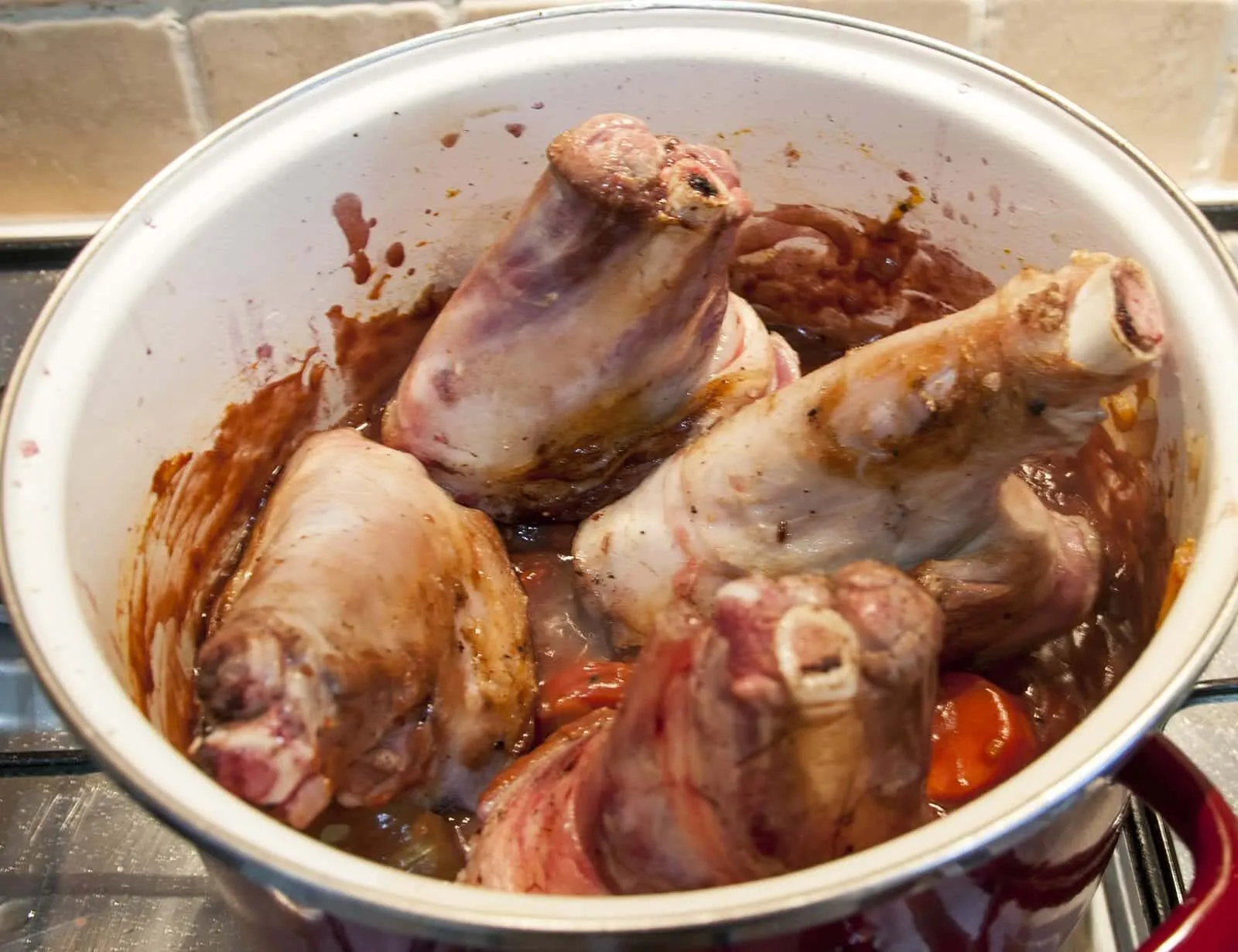Pot roasted lamb shanks. Need I say more...? Surely the best cut of lamb there is. Slow roast in red wine and seasonal vegetables. Pure culinary bliss. Yum! | theyumyumclub.com