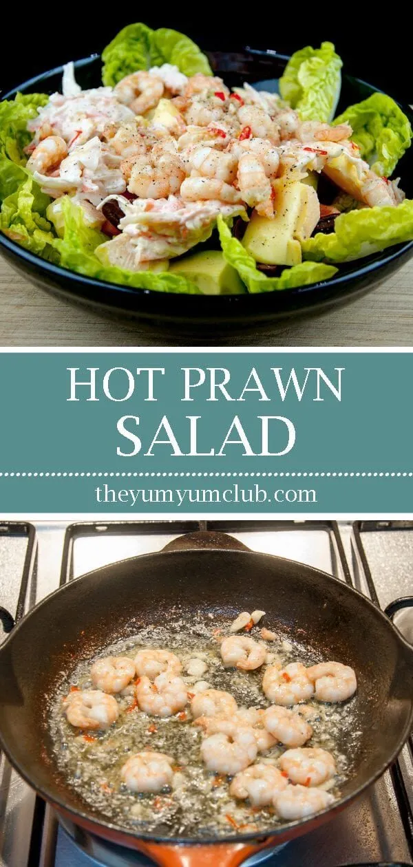 This is an amazing hot prawn salad. So tasty and so yummy. Yes, there's a touch of cheese and slaw but combined with the prawns, chilli and garlic! Wow!! | theyumyumclub.com