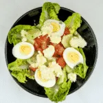 This is a fantastic smoked salmon and feta salad. The feta and the smokiness od the salmon really work. A touch of Greece in your own home Yum!