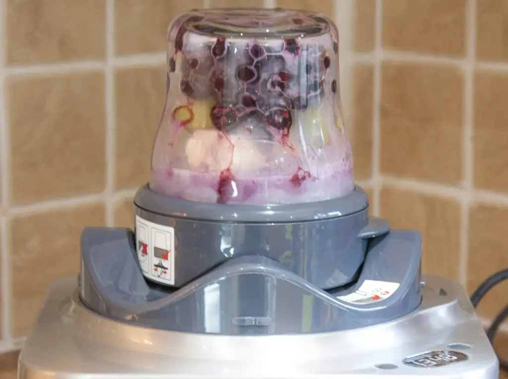 This Blueberry Beauty is a wonderful and healthy smoothie. Just 4 ingredients. Blueberries, grapes banana, and almond milk. 1% fat and only 193 calories! Yum!