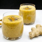 This really is the ultimate detox smoothie. A great base of banana and almond milk. Then, the magic... Fresh ginger, turmeric and chia seeds. Wow!! | theyumyumclub.com