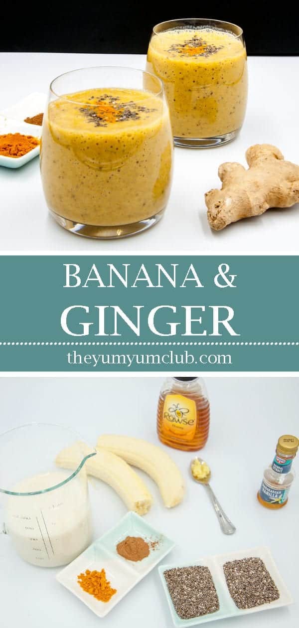 This really is the ultimate detox smoothie. A great base of banana and almond milk. Then, the magic... Fresh ginger, turmeric and chia seeds. Wow!! | theyumyumclub.com