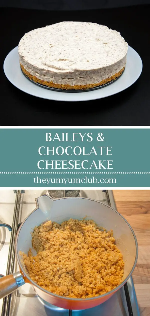 Baileys and chocolate cheesecake. I could go on but why? It's Baileys Irish Cream, cream cheese, and chocolate. I think that's enough. Yum!! ???? | theyumyumclub.com