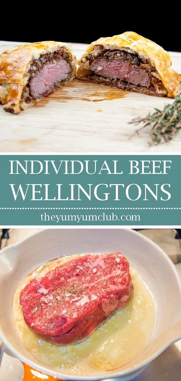 This individual beef wellington recipe is a yummy treat for one or more. Beef tenderloin, rich duxelle, and flakey puff pastry. Decadence at is best ???? | theyumyumclub.com