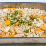 Add roughly chopped parsley to the salad | https://theyumyumclub.com/2019/04/22/braised-carrot-pearl-barley-salad