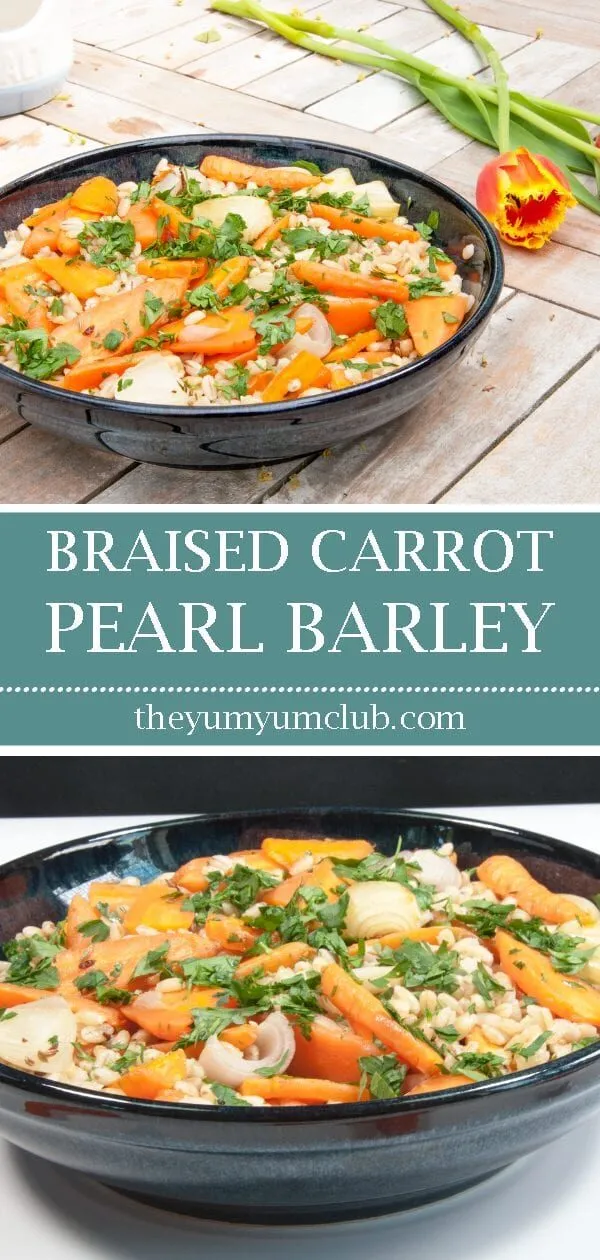 Braised Carrot Pearl Barley Salad | https://theyumyumclub.com/2019/04/22/braised-carrot-pearl-barley-salad/