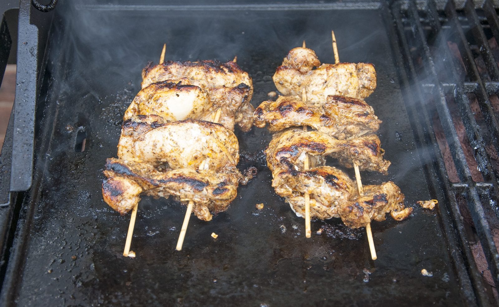 Aromatic Barbecue Chicken Gyros. Keep turning the gyros chicken | https://theyumyumclub.com/2019/04/24/aromatic-barbecue-chicken-gyros/