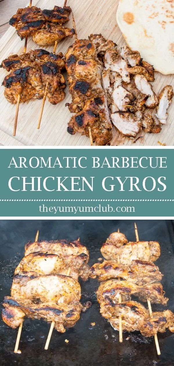 Aromatic Barbecue Chicken Gyros | https://theyumyumclub.com/2019/04/24/aromatic-barbecue-chicken-gyros/