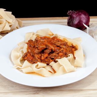 Leftover Marrakesh Lamb Ragu Pappardelle. North Africa meets the Mediterranean. What a food combination! What a recipe! And using leftovers means no waste!! | theyumyumclub.com