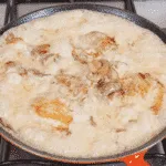 Creamy sherry and thyme chicken thighs. A wonderfully mouthwatering and delicious recipe. Add in wild mushrooms and you have one very special dish. Yum! | theyumyumclub.com
