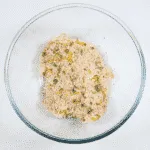 Parmesan & Paprika Haddock Baked in Garlic Butter. Mix the crust ingredients together | https://theyumyumclub.com/2019/04/29/parmesan-paprika-haddock-garlic-butter/