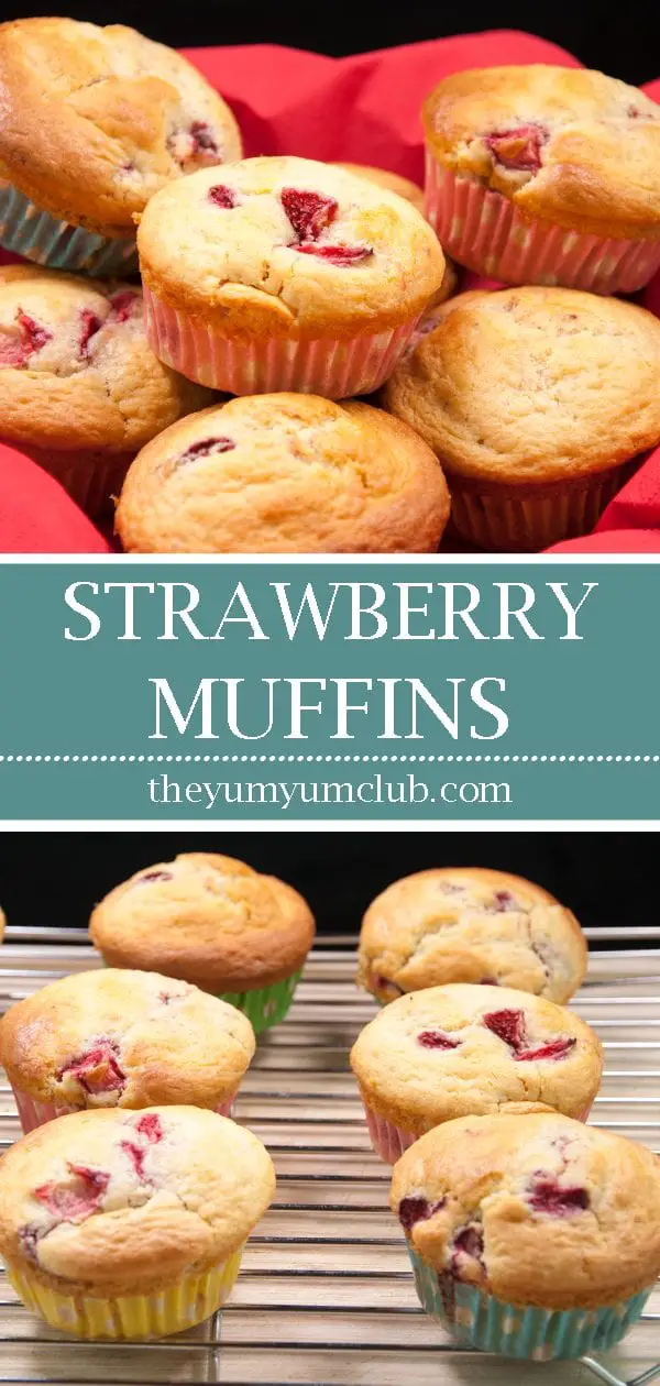 Strawberry muffins. Yum! Whether it's breakfast, mid-morning coffee or afternoon tea munching on these strawberry muffins will get you through the day ???? | theyumyumclub.com
