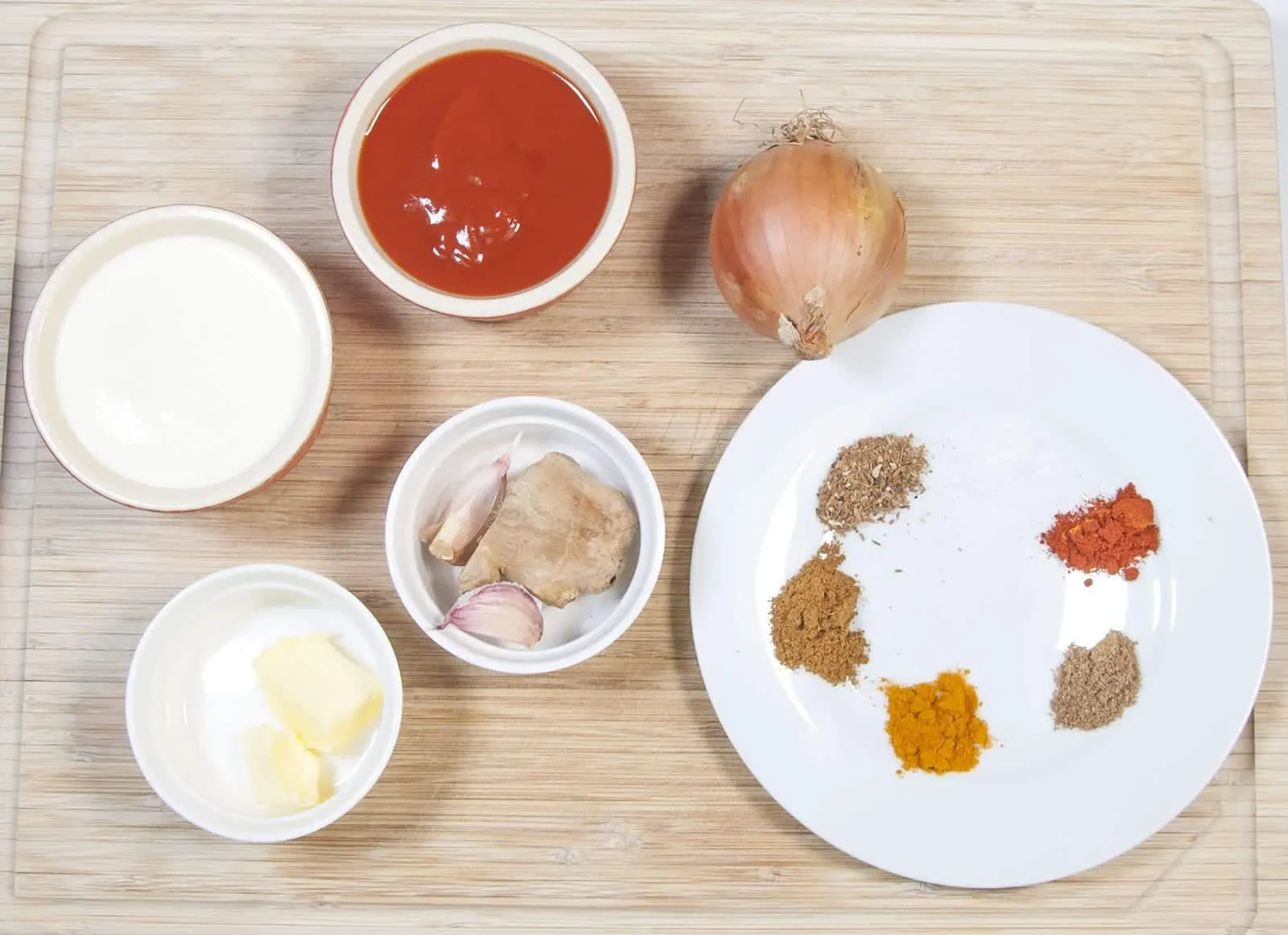 Gather the ingredients together | https://theyumyumclub.com/2019/05/27/aromatic-tandoori-chicken-tikka-masala/