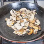 Pork loin in brandy and cream. Brown the mushrooms | https://theyumyumclub.com/2019/05/01/pork-loin-brandy-cream/