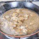 Pork loin in brandy and cream. Add the stock and reduce | https://theyumyumclub.com/2019/05/01/pork-loin-brandy-cream/