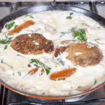Pork loin in brandy and cream. Add the pork and carrots | https://theyumyumclub.com/2019/05/01/pork-loin-brandy-cream/