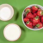 Fluffy and creamy strawberry mousse. Gather the ingredients together. | https://theyumyumclub.com/2019/05/10/fluffy-creamy-strawberry-mousse/