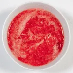 Fluffy and creamy strawberry mousse. Blend the strawberries and sugar. | https://theyumyumclub.com/2019/05/10/fluffy-creamy-strawberry-mousse/