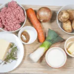 Cheddar topped shepherd's pie. Gather all of the ingredients together | https://theyumyumclub.com/2019/05/16/cheddar-topped-shepherds-pie/
