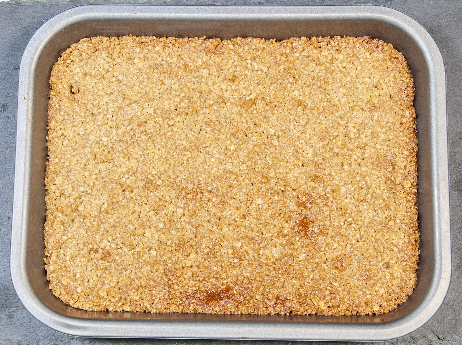 Bake for 20 minutes | https://theyumyumclub.com/2019/06/01/extra-soft-and-chewy-flapjacks/