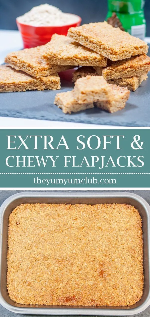 Extra soft and chewy flapjacks | https://theyumyumclub.com/2019/06/01/extra-soft-and-chewy-flapjacks/