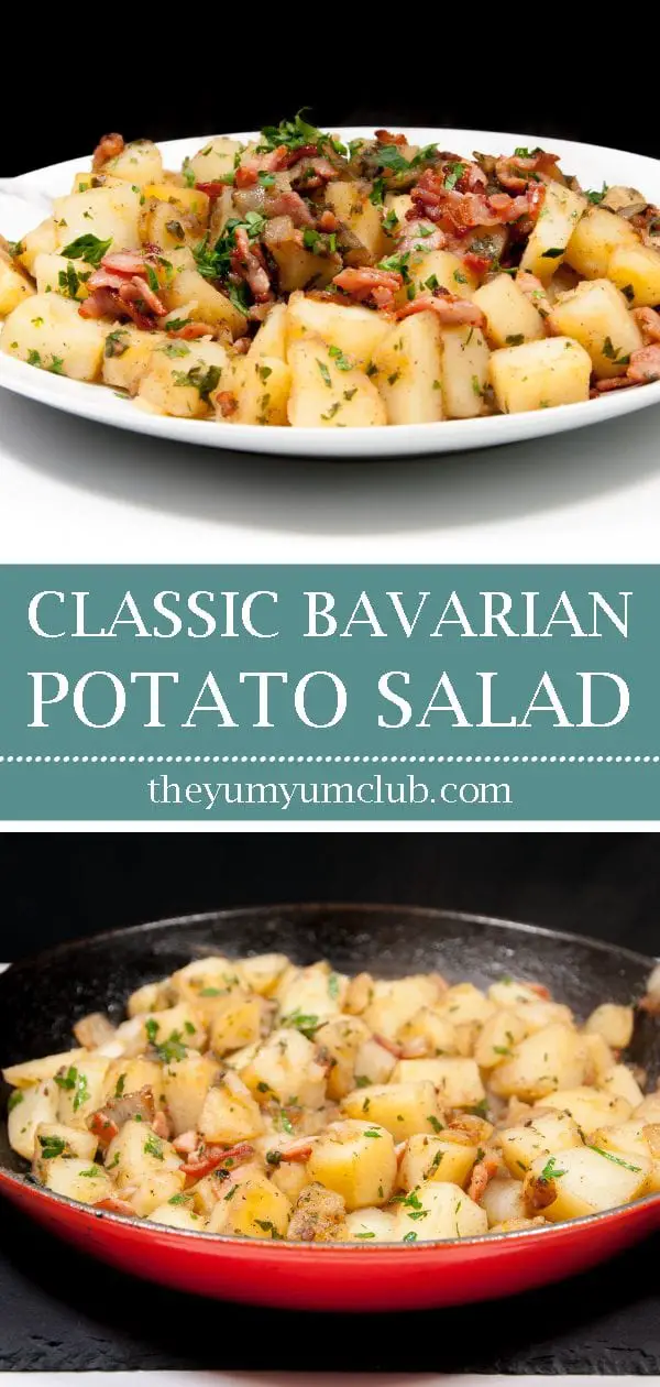 Classic Bavarian Potato Salad With Bacon | https://theyumyumclub.com/2019/06/24/bavarian-potato-salad-bacon/