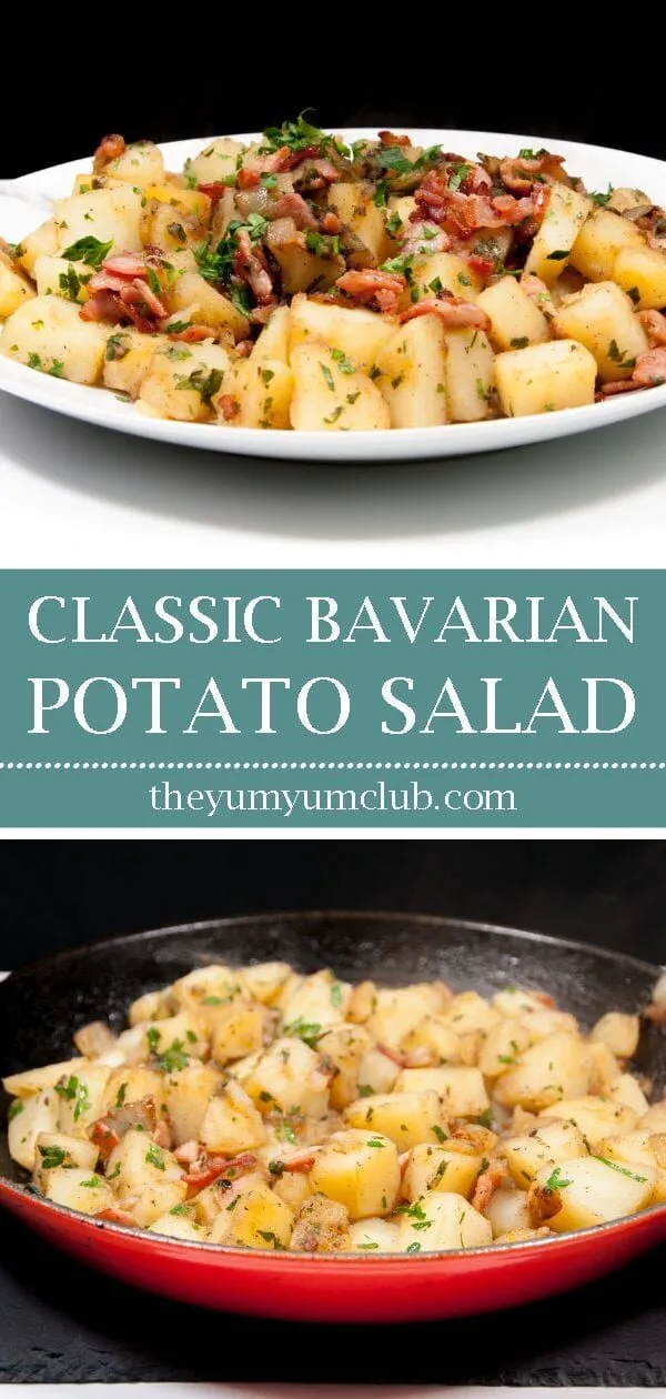 Classic Bavarian Potato Salad With Bacon | https://theyumyumclub.com/2019/06/24/bavarian-potato-salad-bacon/