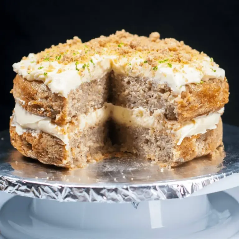 Humble Hummingbird Cake With Sweet Pecan Dust | https://theyumyumclub.com/2019/06/05/humble-hummingbird-cake-sweet-pecan-dust/