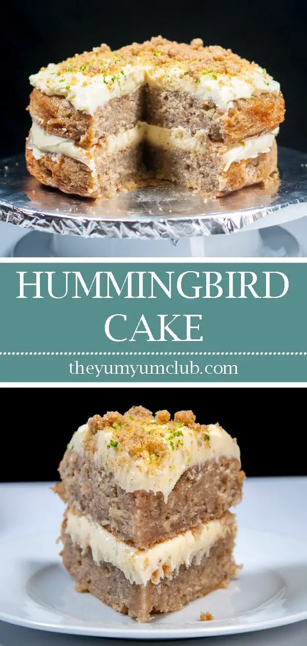 Humble Hummingbird Cake With Sweet Pecan Dust | https://theyumyumclub.com/2019/06/05/humble-hummingbird-cake-sweet-pecan-dust/