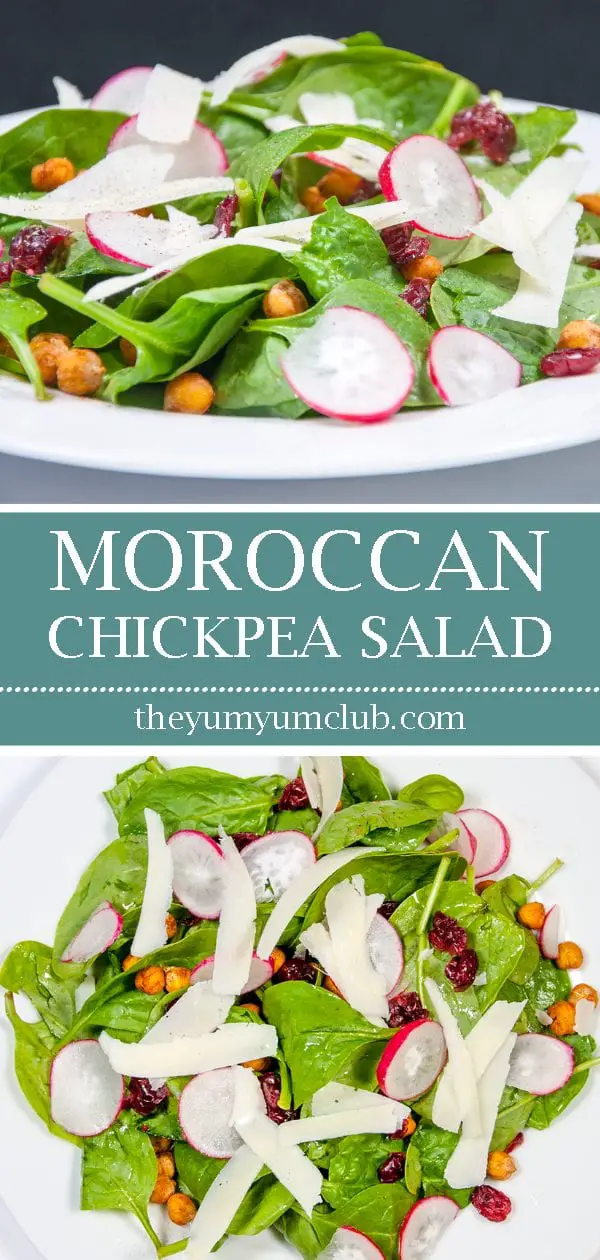 Moroccan Chickpea Salad with Cranberries and Pecorino | https://theyumyumclub.com/2019/06/18/moroccan-chickpea-salad/
