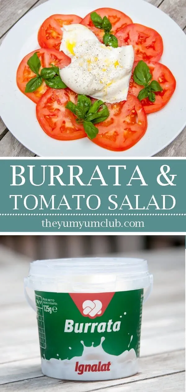 Burrata & Bull Tomato Salad | https://theyumyumclub.com/2019/07/25/burrata-bull-tomato-salad/