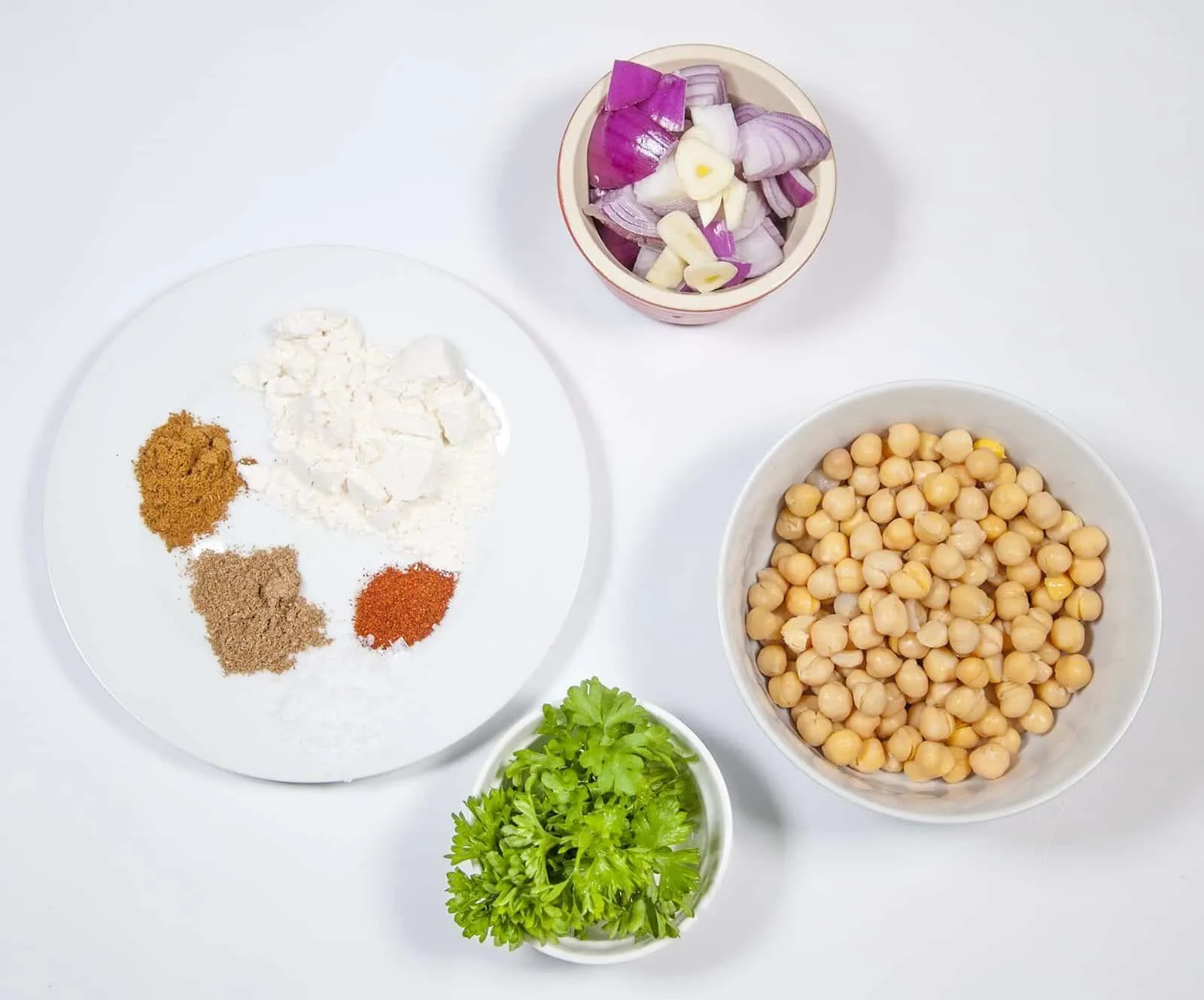 Gather the ingredients together | https://theyumyumclub.com/2019/07/05/falafels-fit-for-the-pharaohs/