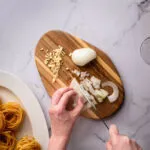 Cut onion and garlic