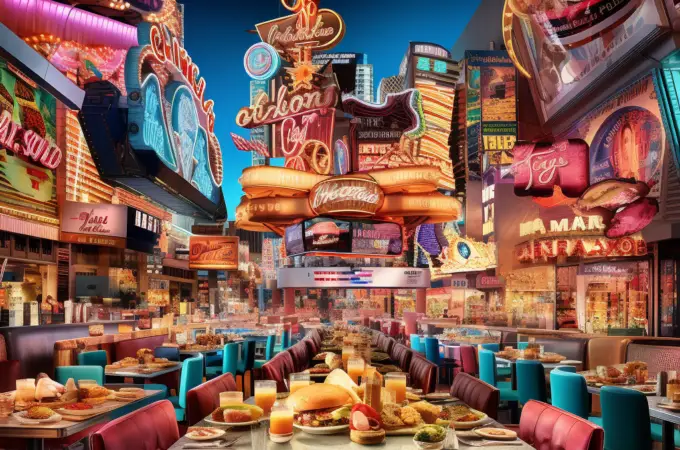 Las Vegas Neon with Gourmet Food