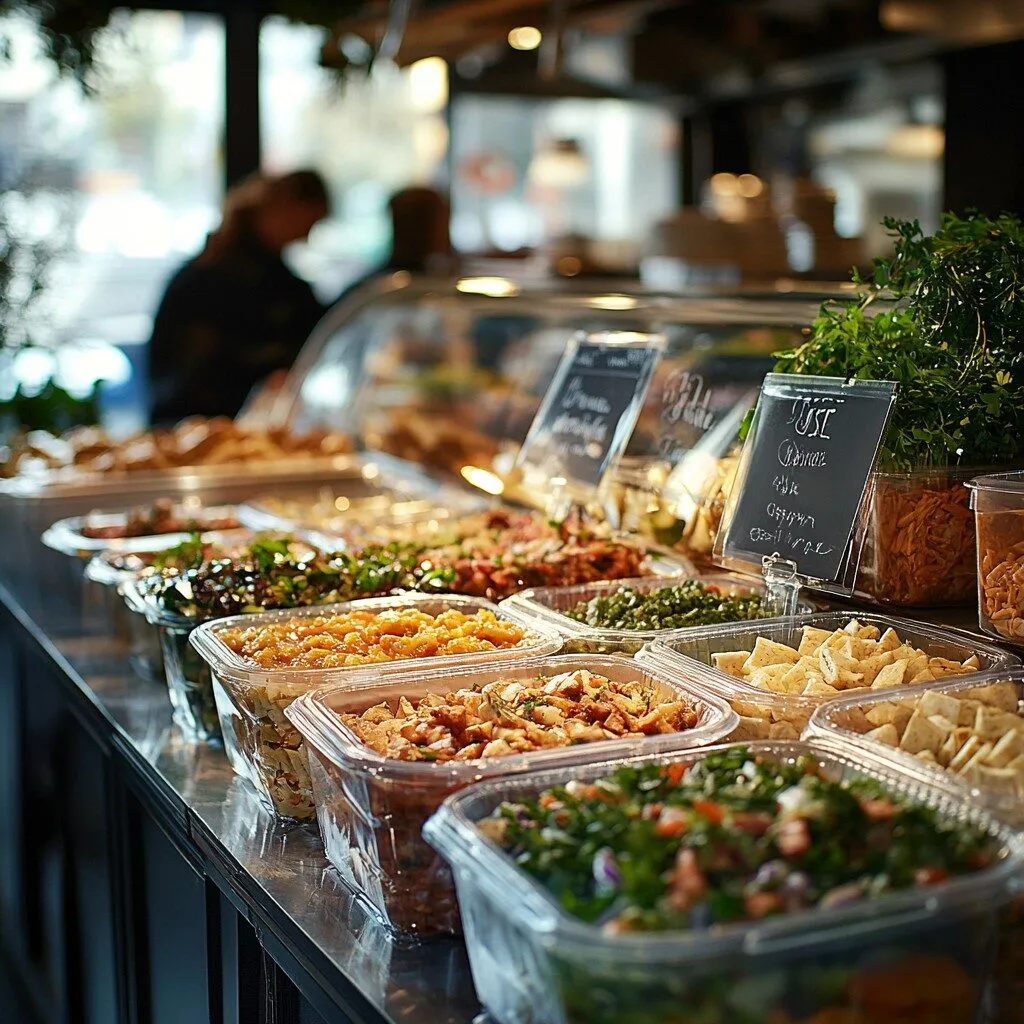 Lightweight packaging in action at a food service counter