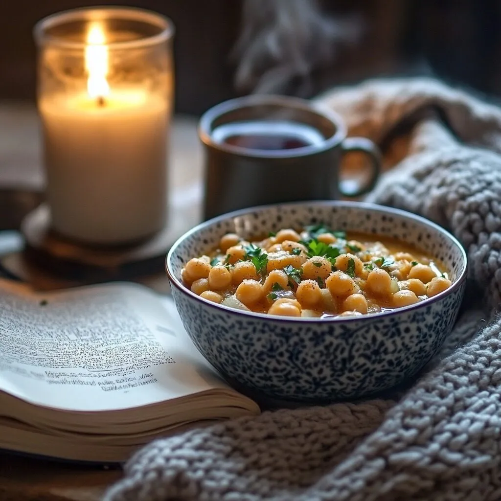 Healthy comfort food on a cozy table